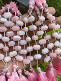 5 Pcs Pink Opal Double Terminated Beads, Hand Carved Pink Opal Gemstone Fancy Shape Beads for Wire Wrapping, 6x12mm