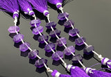 5 Pcs Amethyst Double Terminated Beads, Hand Carved Amethyst Gemstone Fancy Shape Beads for Wire Wrapping, 6x12mm