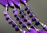 5 Pcs Amethyst Double Terminated Beads, Hand Carved Amethyst Gemstone Fancy Shape Beads for Wire Wrapping, 6x12mm