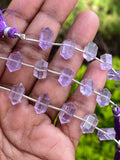 5 Pcs Amethyst Double Terminated Beads, Hand Carved Light Purple Amethyst Gemstone Fancy Shape Wand Beads for Jewelry Making , 6x12mm