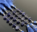 5 Pcs Iolite Double Terminated Beads, Hand Carved Iolite Gemstone Fancy Wand Shape Beads for Wire Wrapping, 6x12mm