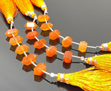 5 Pcs Carnelian Double Terminated Beads, Hand Carved Carnelian Gemstone Fancy Shape Beads for Wire Wrapping, 6x12mm