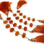5 Pcs Carnelian Double Terminated Beads, Hand Carved Carnelian Gemstone Fancy Shape Beads for Wire Wrapping, 6x12mm
