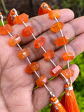 5 Pcs Carnelian Double Terminated Beads, Hand Carved Carnelian Gemstone Fancy Shape Beads for Wire Wrapping, 6x12mm