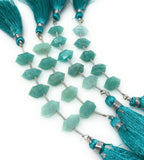 5 Pcs Amazonite Double Terminated Beads, Hand Carved Amazonite Gemstone Fancy Shape Beads for Wire Wrapping, 6x12mm