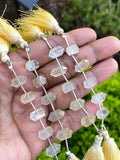 5 Pcs Yellow Rutile Quartz Double Terminated Beads, Hand Carved Yellow Rutile Gemstone Fancy Shape Beads, 6x12mm