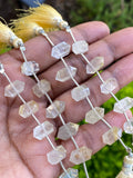 5 Pcs Yellow Rutile Quartz Double Terminated Beads, Hand Carved Yellow Rutile Gemstone Fancy Shape Beads, 6x12mm