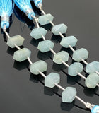 5 Pcs Aquamarine Double Terminated Carved Points Gemstone Beads, Aquamarine Fancy Shape Beads for Jewelry Making, 6x12mm