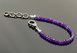 Natural Amethyst Gemstone Bracelet, Pave Diamond Adjustable Bracelet, Amethyst Jewelry, February Birthstone Jewelry