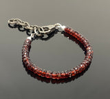 Natural Garnet Gemstone Bracelet, Pave Diamond Adjustable Bracelet, Garnet Jewelry, January Birthstone Jewelry