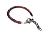 Natural Garnet Gemstone Bracelet, Pave Diamond Adjustable Bracelet, Garnet Jewelry, January Birthstone Jewelry