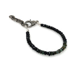 Black Tourmaline Gemstone Bracelet, Pave Diamond Adjustable Bracelet, Spiritual Healing Energy Protection Chakra Jewelry, October Birthstone