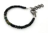 Black Tourmaline Gemstone Bracelet, Pave Diamond Adjustable Bracelet, Spiritual Healing Energy Protection Chakra Jewelry, October Birthstone