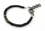 Black Tourmaline Gemstone Bracelet, Pave Diamond Adjustable Bracelet, Spiritual Healing Energy Protection Chakra Jewelry, October Birthstone