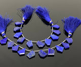 10 Pcs Lapis Lazuli Faceted Fancy Slice Beads, Natural Lapis Lazuli Gemstone Beads for Jewelry Making, 15x10mm - 18x14mm