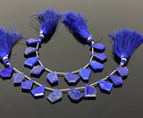 10 Pcs Lapis Lazuli Faceted Fancy Slice Beads, Natural Lapis Lazuli Gemstone Beads for Jewelry Making, 15x10mm - 18x14mm