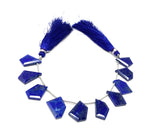 10 Pcs Lapis Lazuli Faceted Fancy Slice Beads, Natural Lapis Lazuli Gemstone Beads for Jewelry Making, 15x10mm - 18x14mm