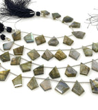 10 Pcs Labradorite Faceted Fancy Slice Beads, Labradorite Gemstone Beads for Jewelry Making