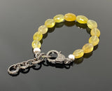 Natural Yellow Sapphire Gemstone Bracelet, Pave Diamond Adjustable Bracelet, Sapphire Jewelry, November Birthstone Jewelry