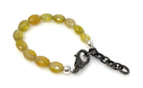 Natural Yellow Sapphire Gemstone Bracelet, Pave Diamond Adjustable Bracelet, Sapphire Jewelry, November Birthstone Jewelry