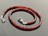 16.75” Garnet Pave Diamond Necklace , Genuine Garnet Beaded Handmade Necklace, January Birthstone Jewelry