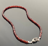 16.75” Garnet Pave Diamond Necklace , Genuine Garnet Beaded Handmade Necklace, January Birthstone Jewelry