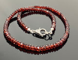 16.75” Garnet Pave Diamond Necklace , Genuine Garnet Beaded Handmade Necklace, January Birthstone Jewelry