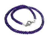 16.75” Amethyst Pave Diamond Necklace , Genuine Amethyst Beaded Handmade Necklace, February Birthstone Jewelry