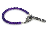 Natural Amethyst Gemstone Bracelet, Pave Diamond Adjustable Bracelet, Amethyst Jewelry, February Birthstone Jewelry