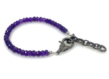 Natural Amethyst Gemstone Bracelet, Pave Diamond Adjustable Bracelet, Amethyst Jewelry, February Birthstone Jewelry