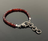 Natural Garnet Gemstone Bracelet, Pave Diamond Adjustable Bracelet, Garnet Jewelry, January Birthstone Jewelry