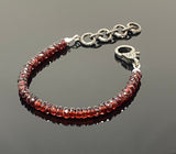 Natural Garnet Gemstone Bracelet, Pave Diamond Adjustable Bracelet, Garnet Jewelry, January Birthstone Jewelry