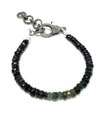 Black Tourmaline Gemstone Bracelet, Pave Diamond Adjustable Bracelet, Spiritual Healing Energy Protection Chakra Jewelry, October Birthstone