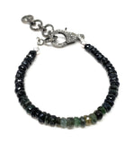 Black Tourmaline Gemstone Bracelet, Pave Diamond Adjustable Bracelet, Spiritual Healing Energy Protection Chakra Jewelry, October Birthstone