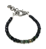 Black Tourmaline Gemstone Bracelet, Pave Diamond Adjustable Bracelet, Spiritual Healing Energy Protection Chakra Jewelry, October Birthstone