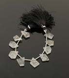 10 Pcs Black Rutile Faceted Fancy Slice Beads, Black Rutilated Quartz Gemstone Beads for Jewelry Making, 11x9mm - 17x14mm