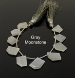 10 Pcs Moonstone Fancy Slice Beads, Gemstone Beads, White Moonstone Beads, Peach Moonstone Beads Gray Moonstone Beads, 12x8mm - 19x15mm