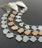 10 Pcs Moonstone Fancy Slice Beads, Gemstone Beads, White Moonstone Beads, Peach Moonstone Beads Gray Moonstone Beads, 12x8mm - 19x15mm