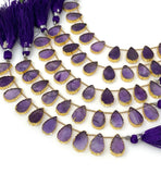10 Pcs Purple Amethsyt Electroplated Slice Beads, Amethsyt Gemstone Wholesale Beads 14x9mm - 15x9.5mm