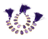 10 Pcs Purple Amethsyt Electroplated Slice Beads, Amethsyt Gemstone Wholesale Beads 14x9mm - 15x9.5mm