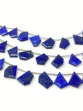 10 Pcs Lapis Lazuli Faceted Fancy Slice Beads, Natural Lapis Lazuli Gemstone Beads for Jewelry Making, 15x10mm - 18x14mm