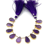 10 Pcs Purple Amethsyt Electroplated Slice Beads, Amethsyt Gemstone Wholesale Beads 14x9mm - 15x9.5mm