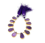 10 Pcs Purple Amethsyt Electroplated Slice Beads, Amethsyt Gemstone Wholesale Beads 14x9mm - 15x9.5mm