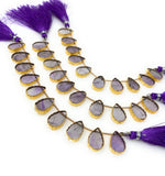 10 Pcs Amethsyt Gold Electroplated Slice Beads, Amethsyt Gemstone Wholesale Beads 14x9mm - 15x9.5mm