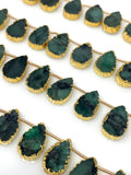 10 Pcs Emerald Electroplated Slice Beads, Emerald Gemstone Wholesale Beads 14x9mm - 15x9.5mm