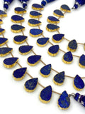 10 Pcs Lapis Lazuli Electroplated Slice Beads, Lapis Lazuli Gemstone Wholesale Beads 14x9mm - 15x10mm