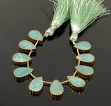 10 Pcs Amazonite Electroplated Slice Beads, Peruvian Amazonite Gemstone Wholesale Beads 14x9mm - 15x10mm