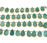 10 Pcs Amazonite Electroplated Slice Beads, Peruvian Amazonite Gemstone Wholesale Beads 14x9mm - 15x10mm