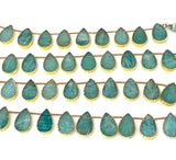 10 Pcs Amazonite Electroplated Slice Beads, Peruvian Amazonite Gemstone Wholesale Beads 14x9mm - 15x10mm