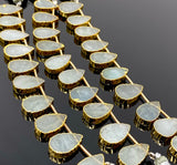 10 Pcs Aquamarine Electroplated Slice Beads, Aquamarine Gemstone Wholesale Beads 14x9mm - 15x10mm